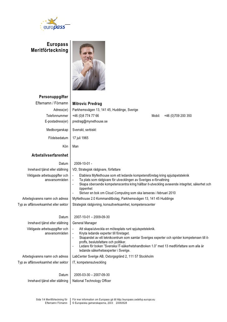 europass curriculum vitae svenska europass curriculum vitae svenska
